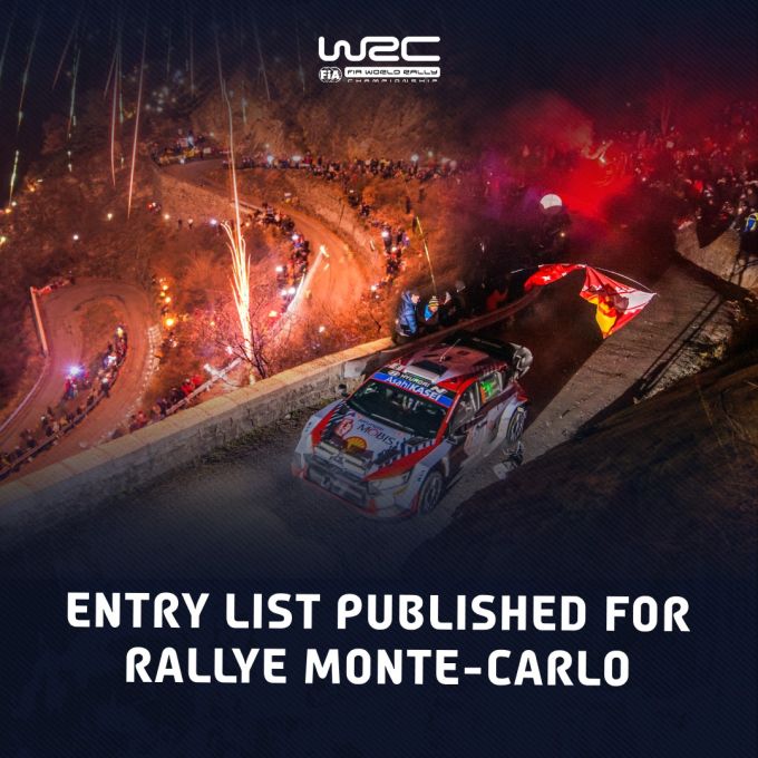 FIA WRC deelnemerslijst Rally Monte Carlo 2026