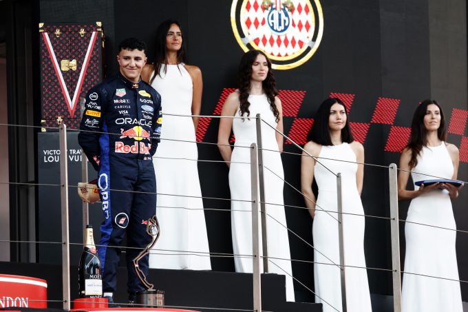 Isack Hadjar FIA podium Monaco Max Verstappen